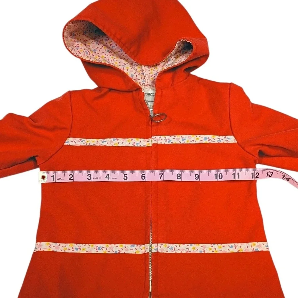 Vintage Toddler Girls‎ SEARS Canvas Hooded Jacket size M 21-26# Floral Zip-up